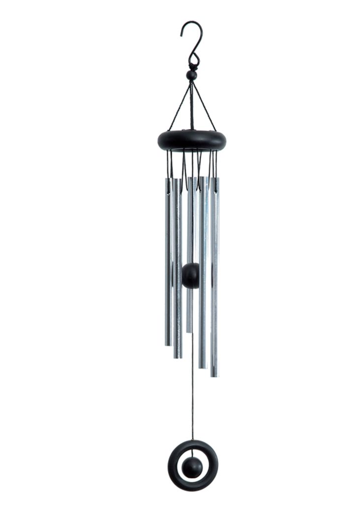Metal Wind Chime With Silver Tube & Wooden Top For Home Balcony Decor