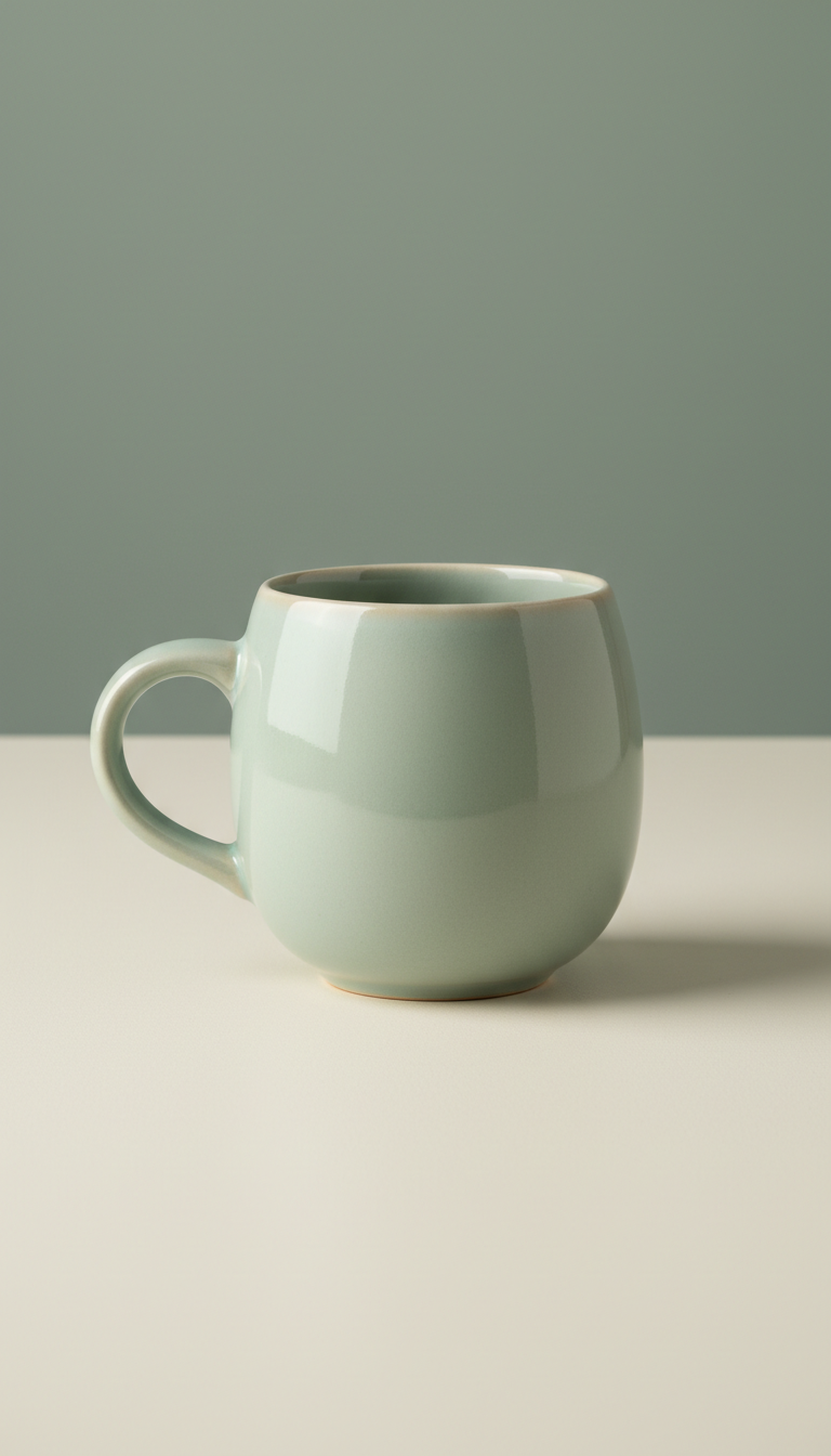 Celadon ceramic mug glazed finish