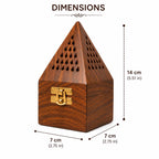 Wooden Pyramid Incense Burner Box With Brass Holder