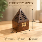 Wooden Pyramid Incense Burner Box With Brass Holder
